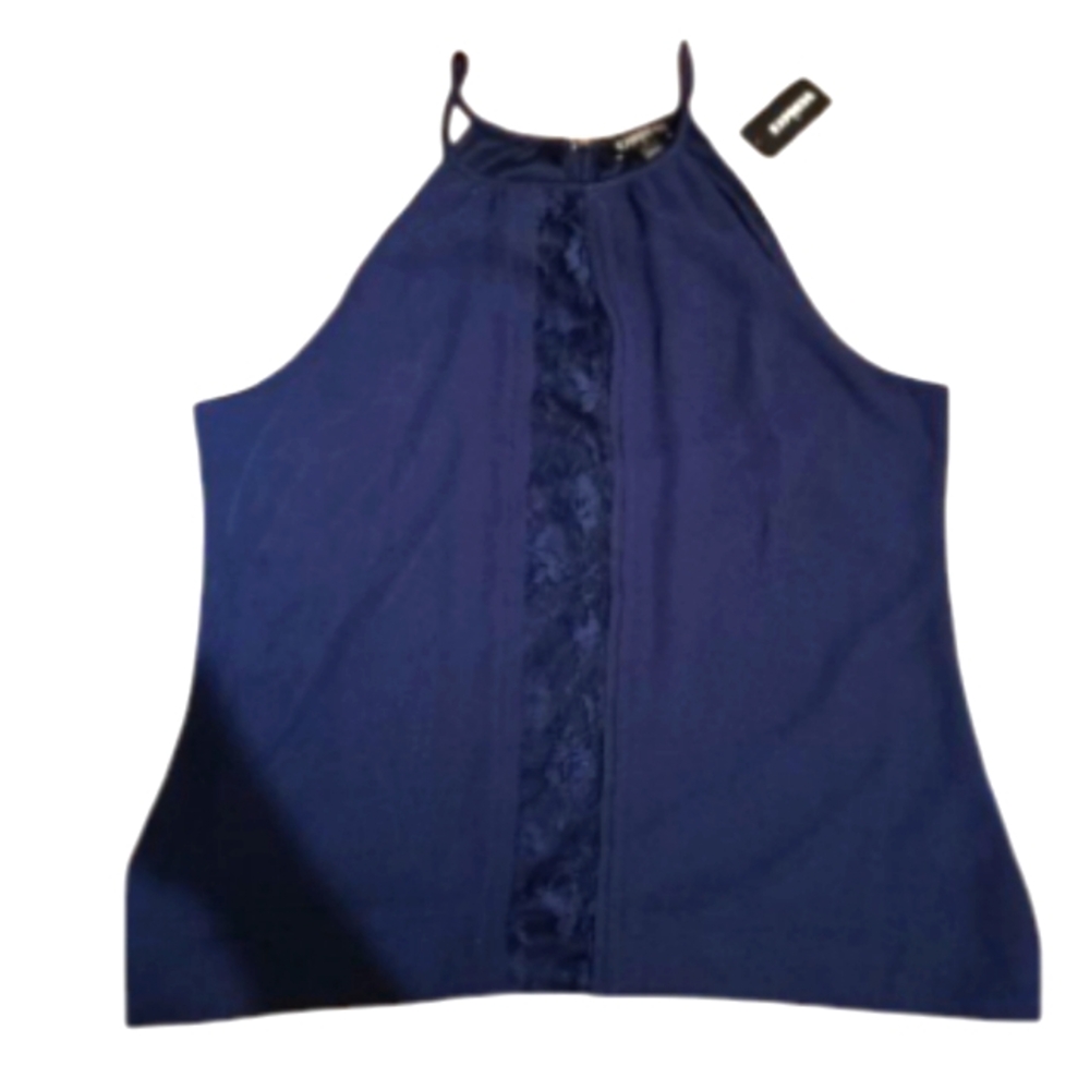 Express Elegant Navy Blue Halter Top NWT
